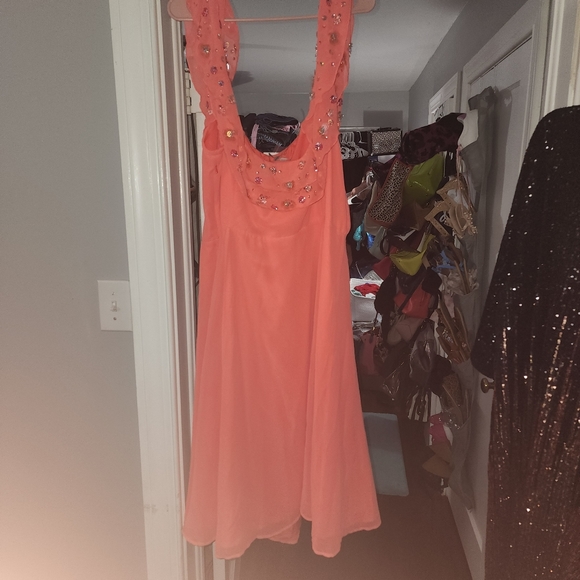 NWT ASOS CURVE NEON ORANGE EMBELLISHED DRESS SIZE 18 - Picture 9 of 13